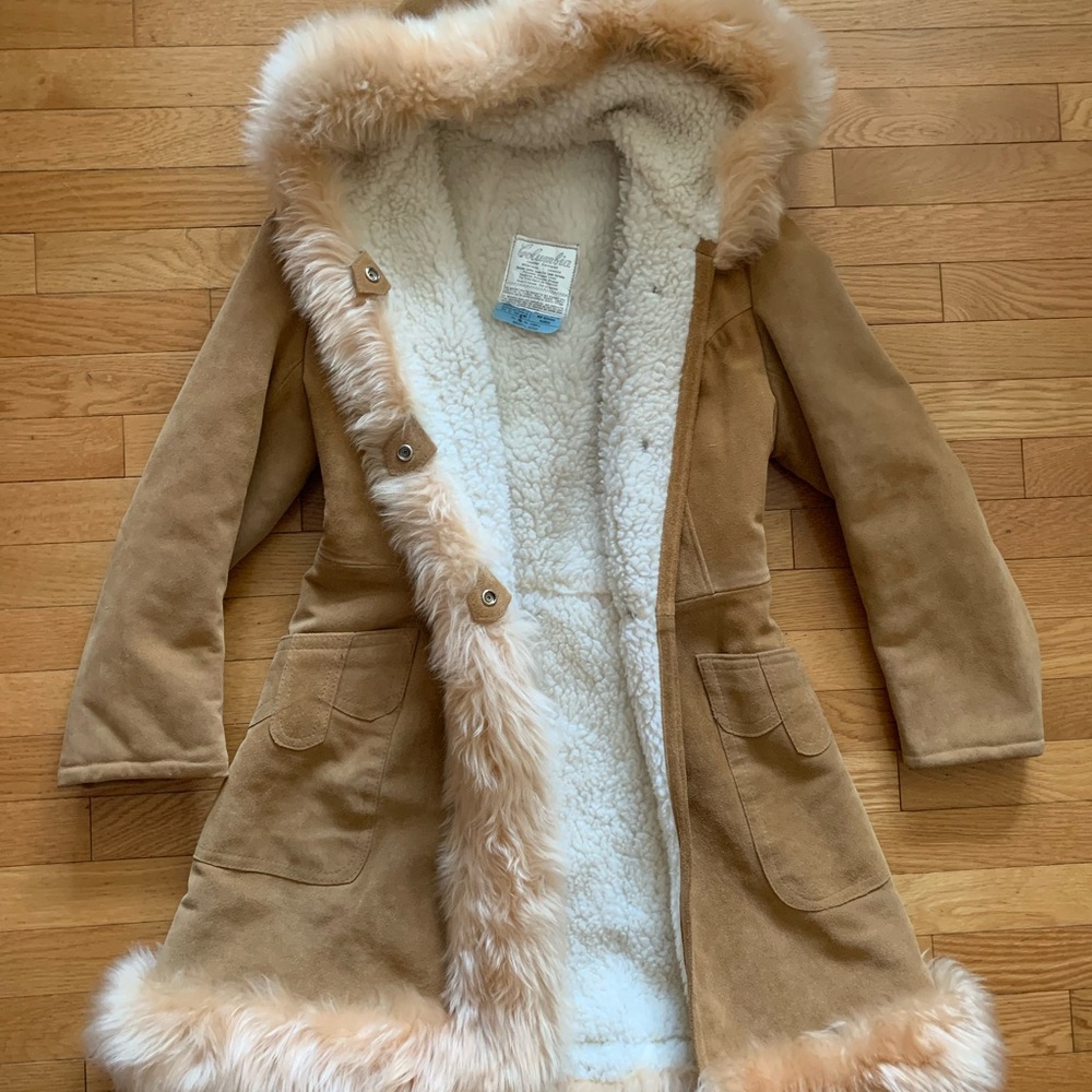 Vintage Genuine Suede Faux Fur Lined Coat